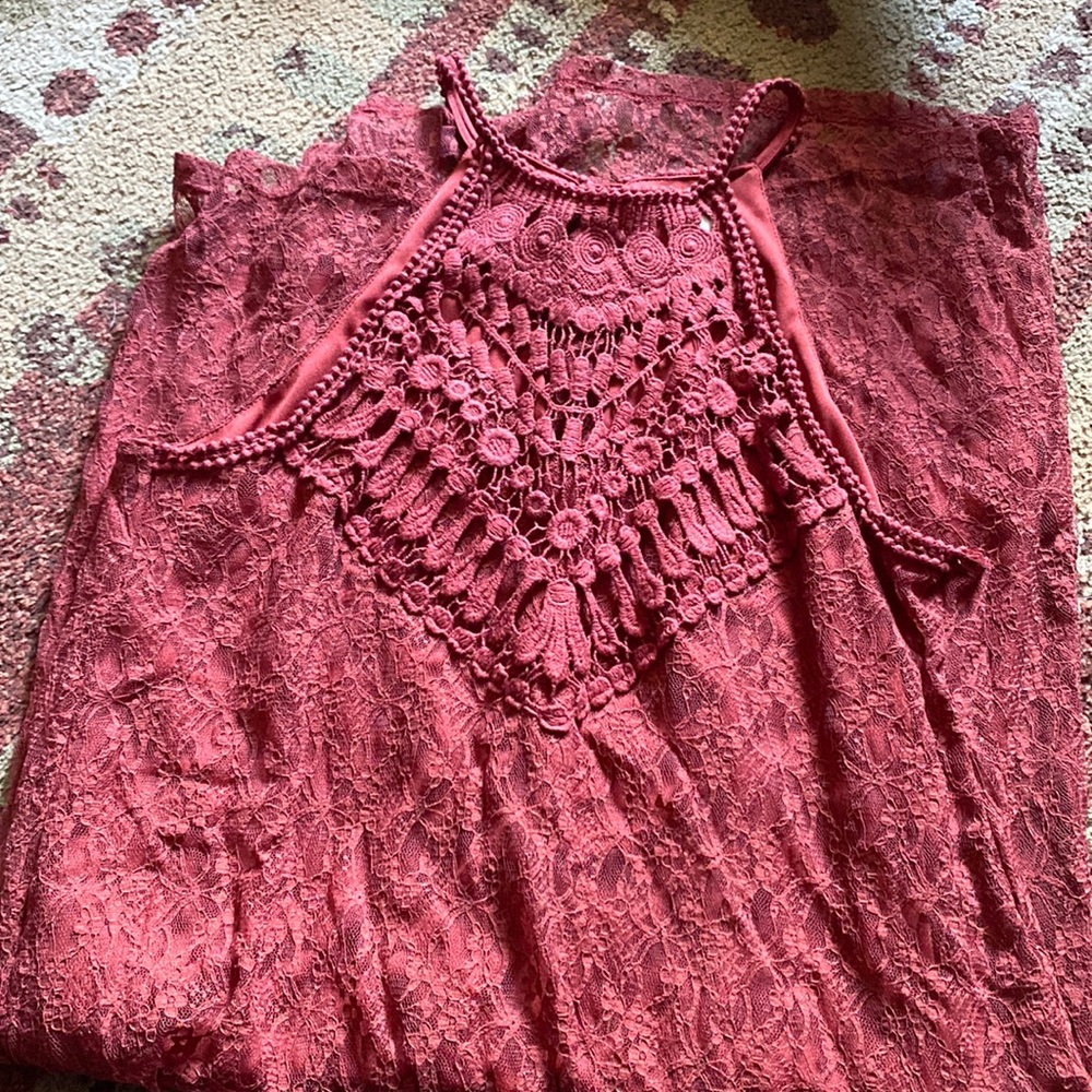 Burnt orange lace dress